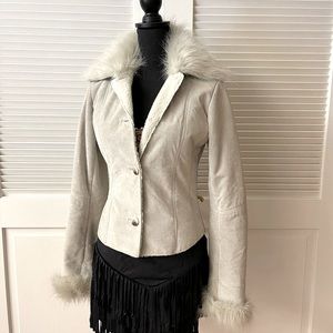 New XOXO suede leather jacket, fleece lined, Small